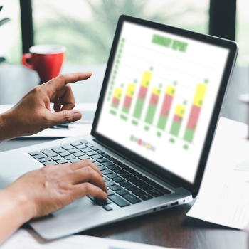 Woman analyzing data